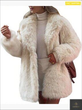 Long Faux Fur Coat Elegant Winter Jacket Fluffy Furry Oversized Chic